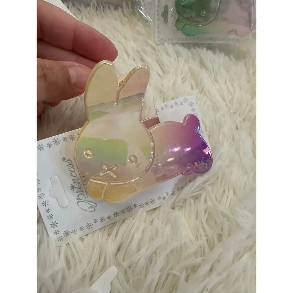 Miffy hair claw clip with iridescent gradient from purple to gold